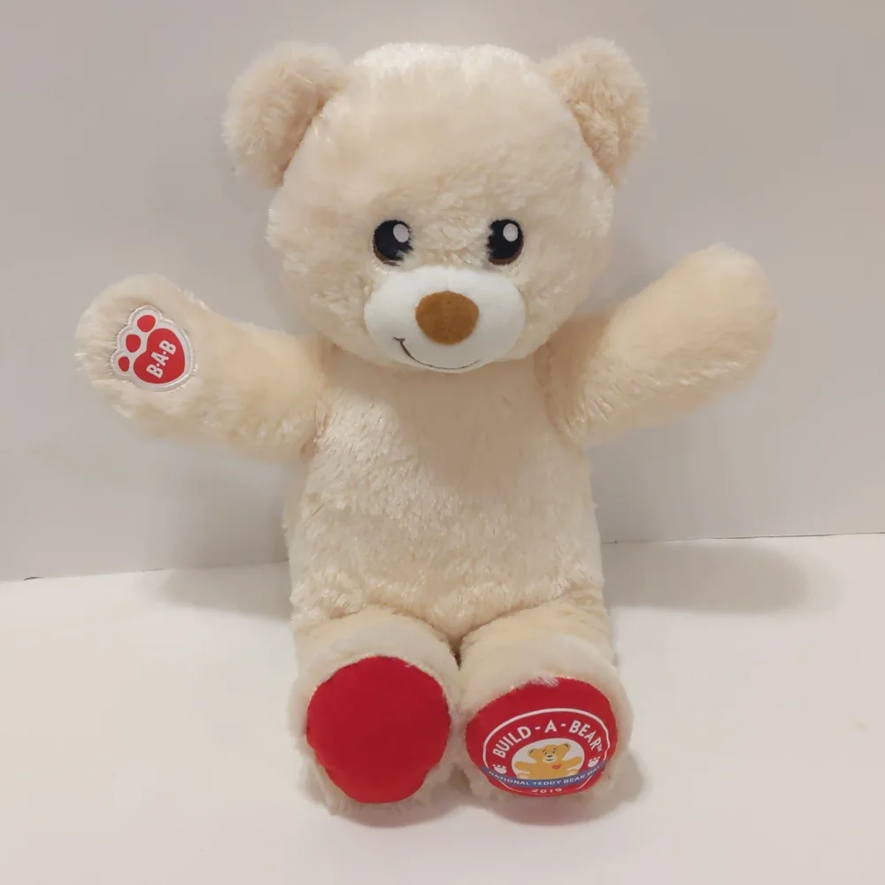 Build a Bear Workshop Teddy Bear Plush Stuffed Off White Stamped Red Left Foot